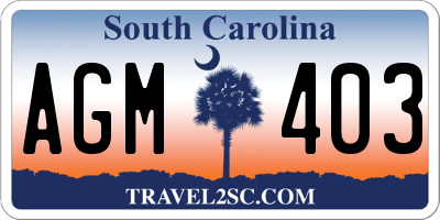 SC license plate AGM403