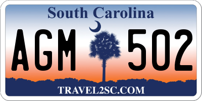 SC license plate AGM502