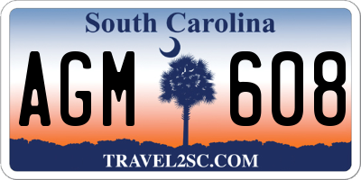 SC license plate AGM608