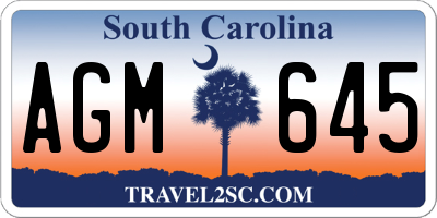 SC license plate AGM645