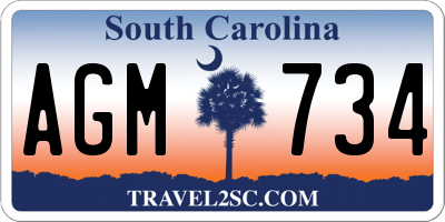 SC license plate AGM734