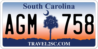 SC license plate AGM758