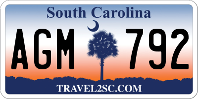 SC license plate AGM792