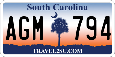 SC license plate AGM794