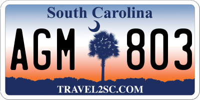 SC license plate AGM803