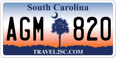 SC license plate AGM820