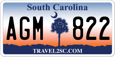 SC license plate AGM822