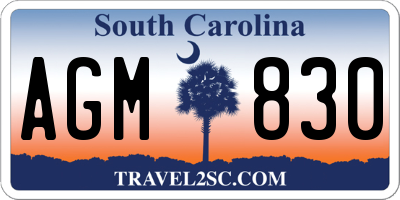 SC license plate AGM830
