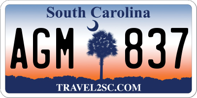 SC license plate AGM837