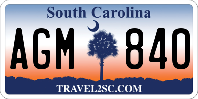 SC license plate AGM840