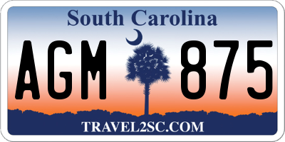 SC license plate AGM875