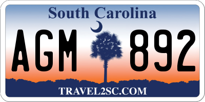 SC license plate AGM892