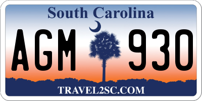 SC license plate AGM930