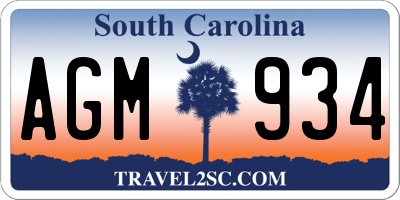 SC license plate AGM934