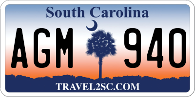 SC license plate AGM940