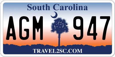 SC license plate AGM947