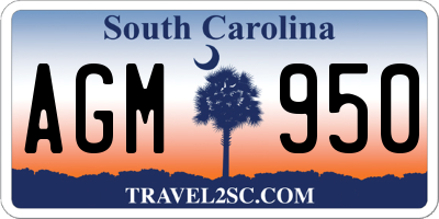 SC license plate AGM950