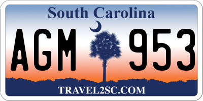 SC license plate AGM953