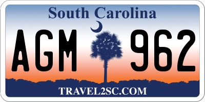 SC license plate AGM962