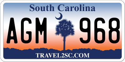 SC license plate AGM968