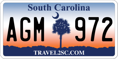 SC license plate AGM972