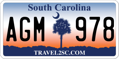 SC license plate AGM978