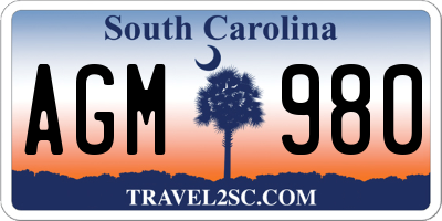 SC license plate AGM980