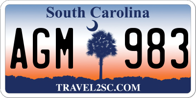 SC license plate AGM983