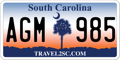 SC license plate AGM985