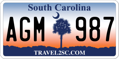 SC license plate AGM987