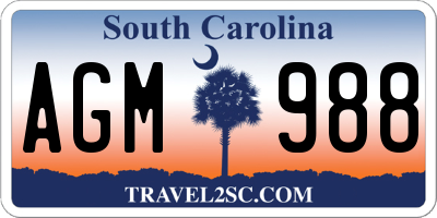 SC license plate AGM988