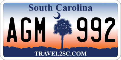 SC license plate AGM992