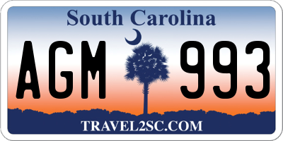 SC license plate AGM993