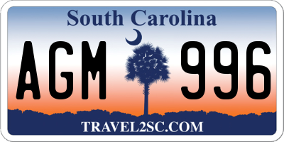 SC license plate AGM996