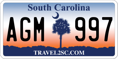 SC license plate AGM997