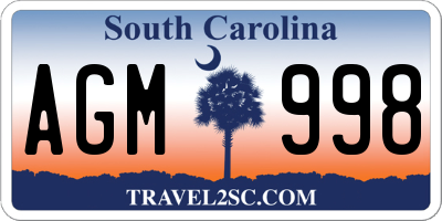 SC license plate AGM998