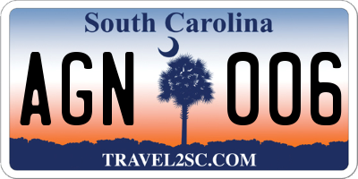 SC license plate AGN006