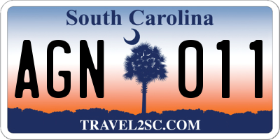 SC license plate AGN011