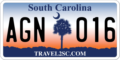 SC license plate AGN016