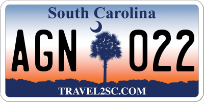 SC license plate AGN022