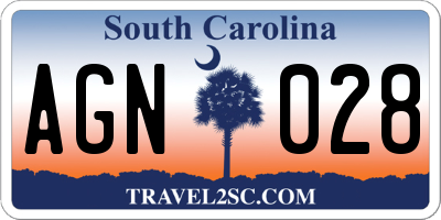 SC license plate AGN028