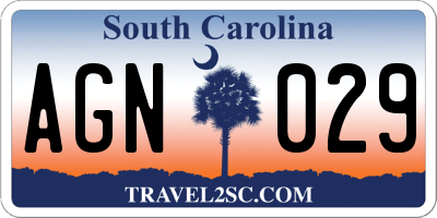 SC license plate AGN029