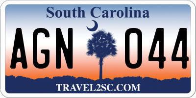 SC license plate AGN044
