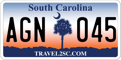 SC license plate AGN045