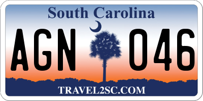 SC license plate AGN046