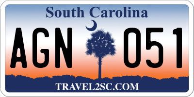 SC license plate AGN051