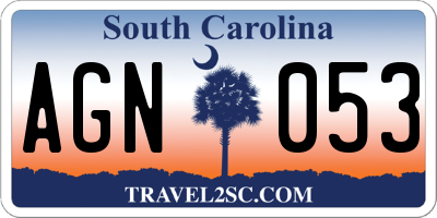 SC license plate AGN053