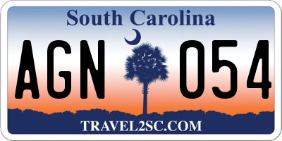 SC license plate AGN054