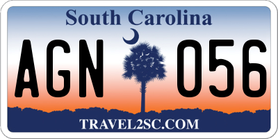 SC license plate AGN056
