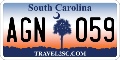 SC license plate AGN059